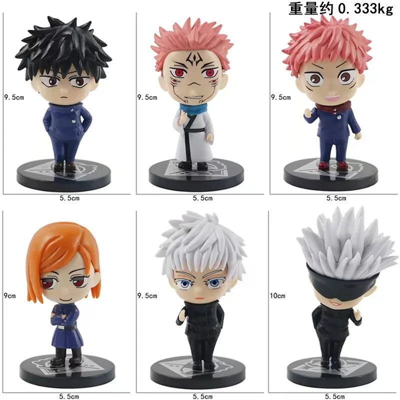 6Pcs/set Jujutsu Kaisen Anime Figure Gojo Satoru Yuji Itadori Figure Doll Toy Action Figure Yuji Itadori Fushiguro Model Toys