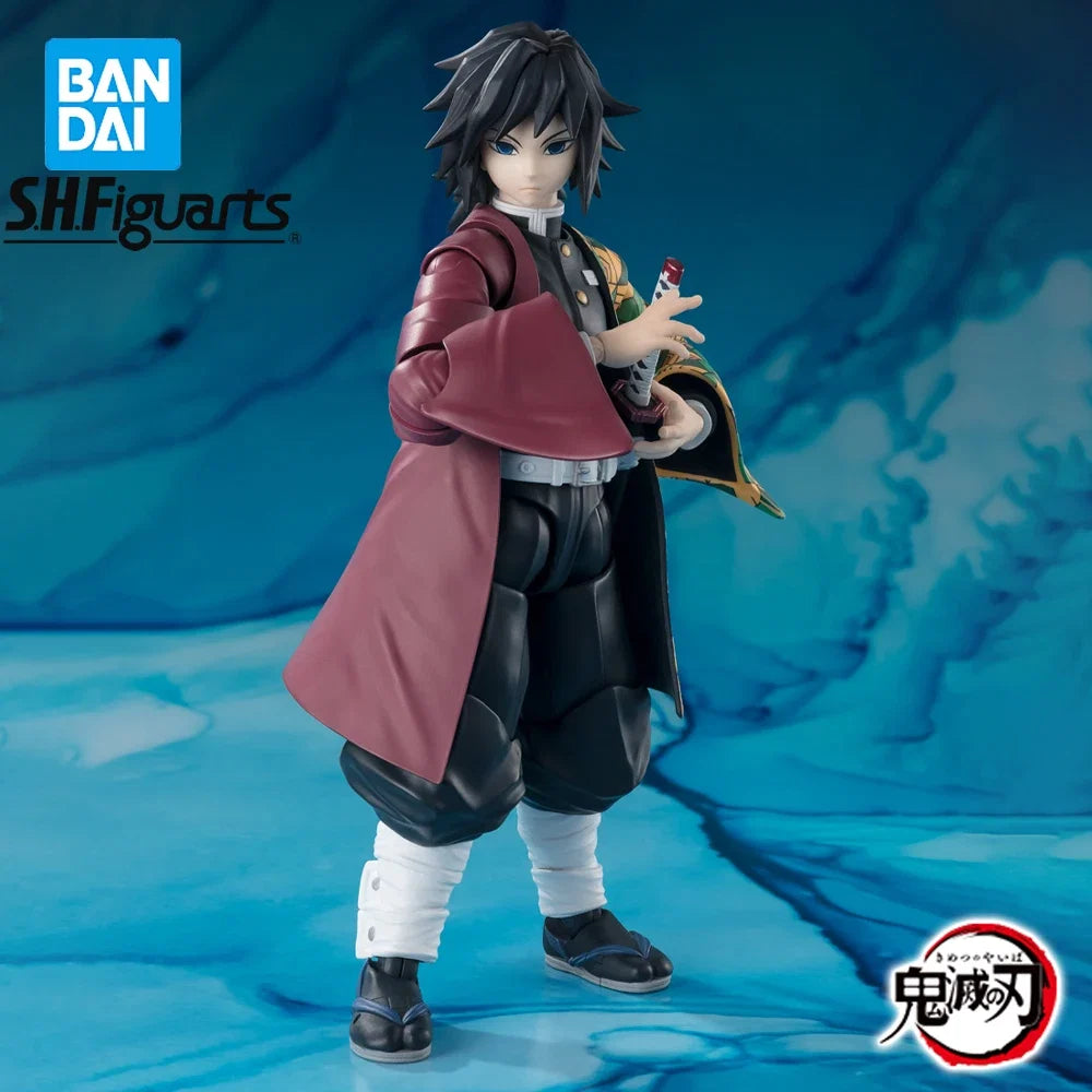 In Stock Original BANDAI SHFiguarts Demon Slayer Giyu Tomioka Figure Action Anime Genuine Model Boxed Toy