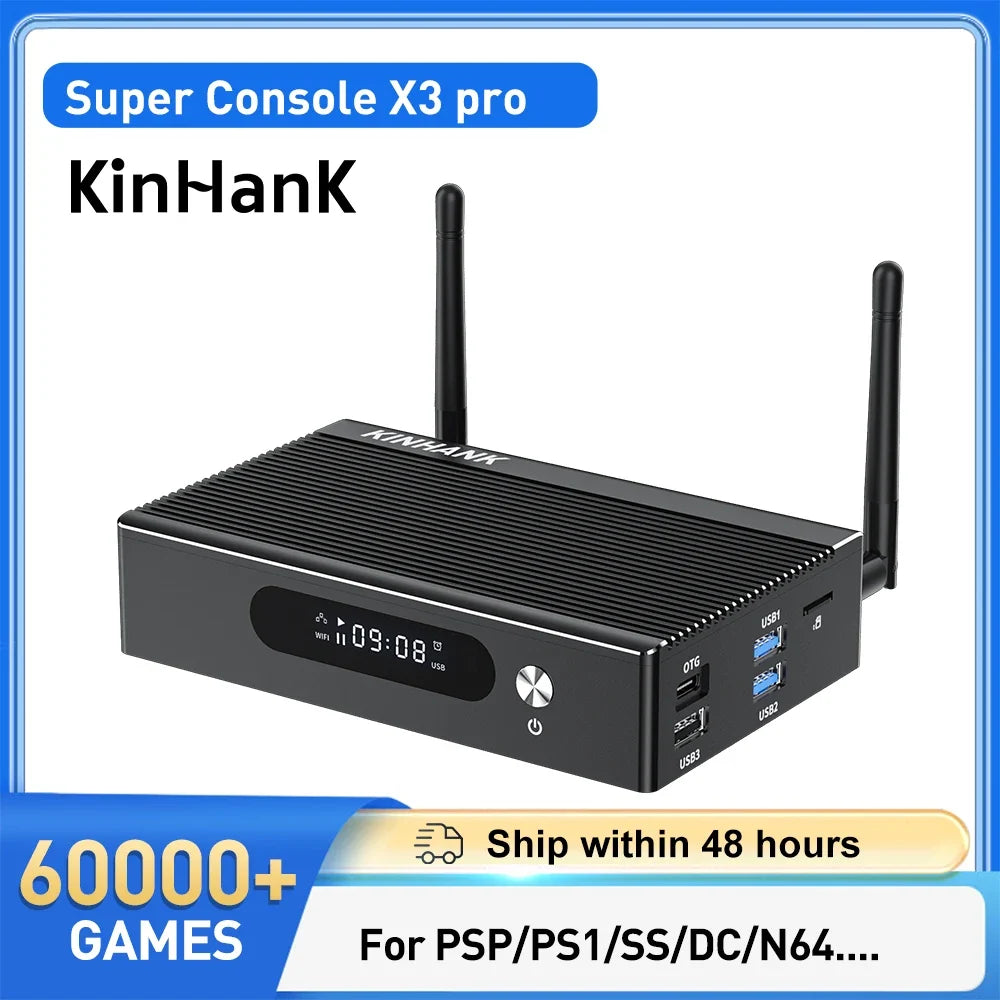 KINHANK Super Console X3 Pro Retro Video Game Console 60000 Games for PS1/PSP/SS/N64/DC/Arcade  Android 9