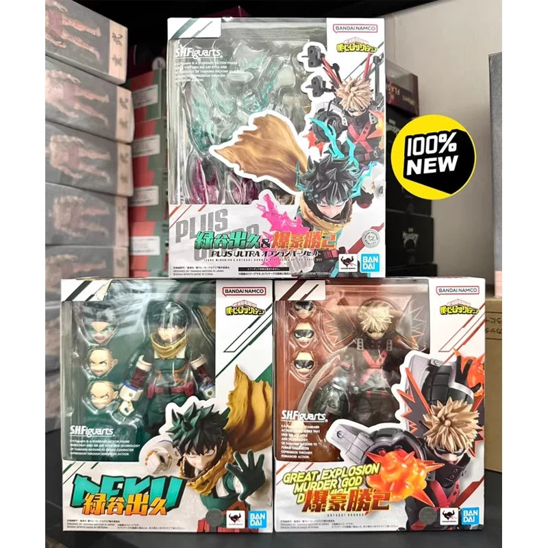 Fast Shipping Bandai Anime SHF My Hero Academia Midoriya Izuku Bakugou Katsuki Todoroki Shoto Original Model Toys Action Figure