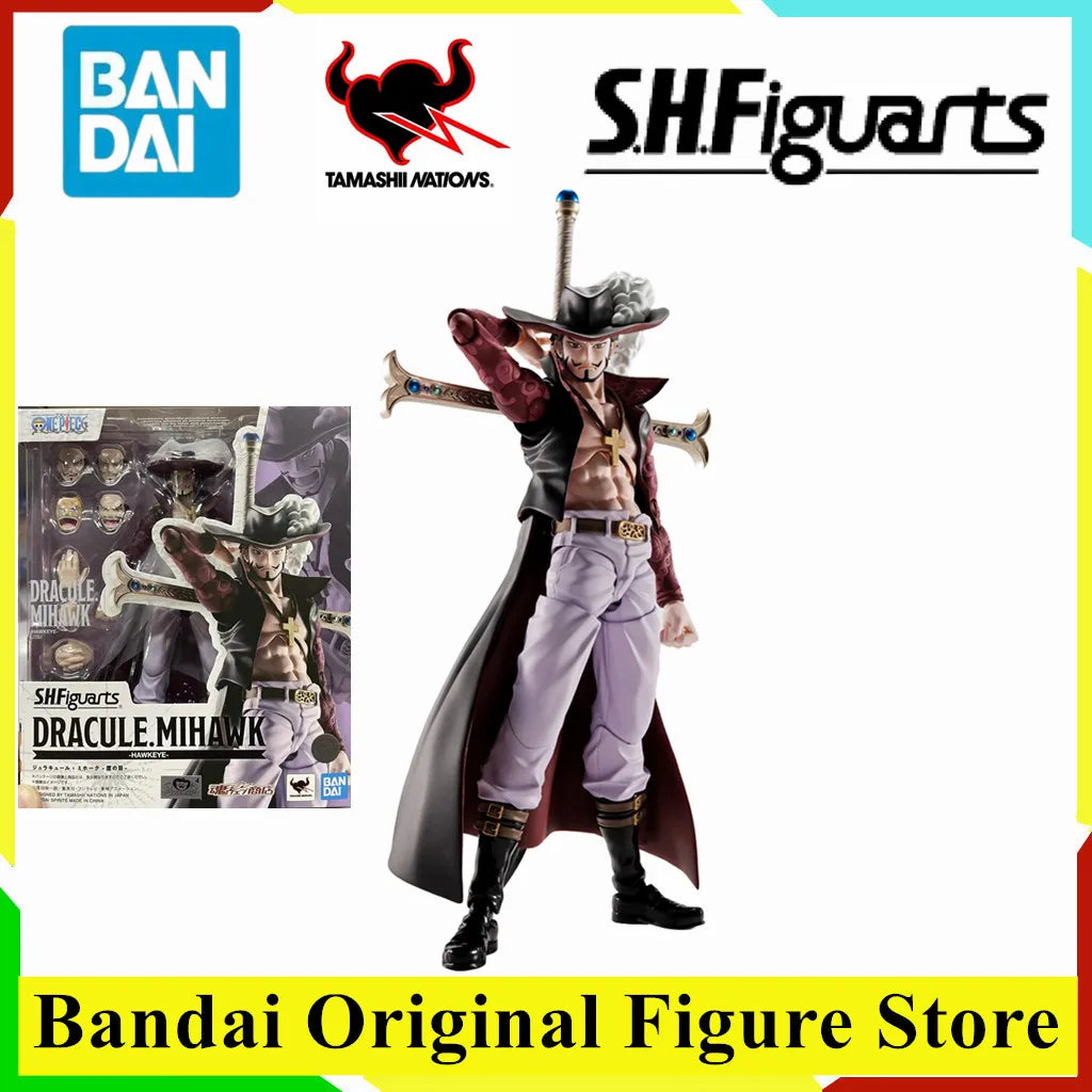 Original BANDAI Anime ONE PIECE Dracule HawkEyes Mihawk S.H.Figuarts Action Figure Toys PVC Model Collection