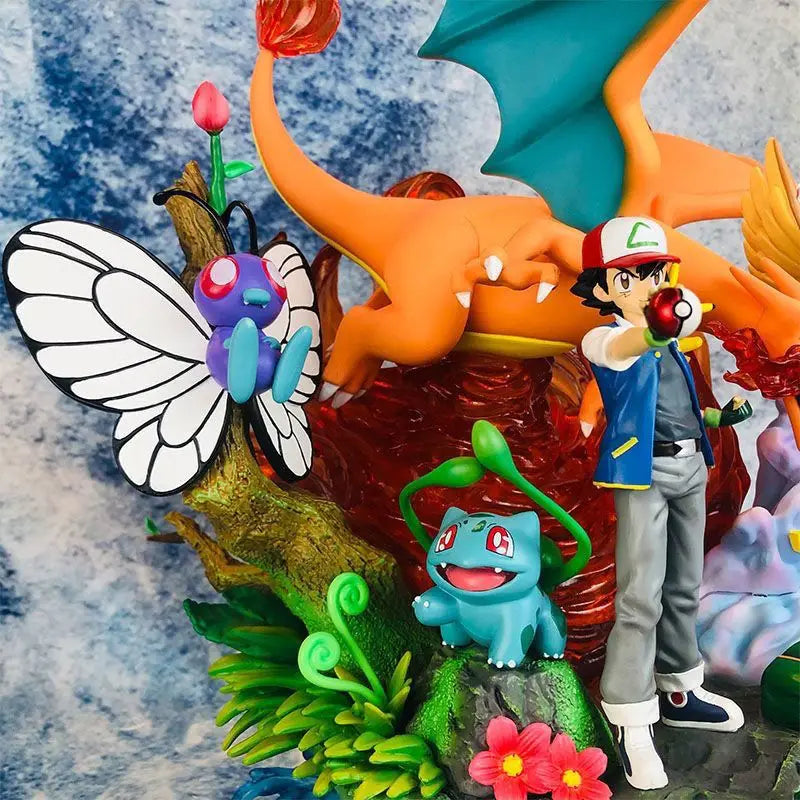 41cm Pokemon Action Figure Ash Ketchum Greninja Family Can Glow Model pvc Desktop Ornament Decorations Holiday Gift Children Toy