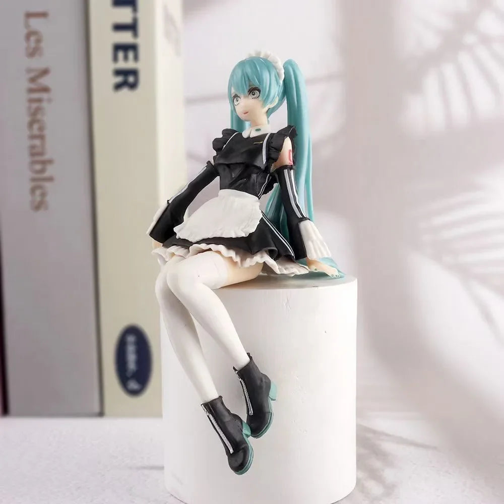 14cm New Anime Hatsune Miku  Virtual Singer Manga Sitting posture Model Toys computer desk cake  decoration cute toys free ship