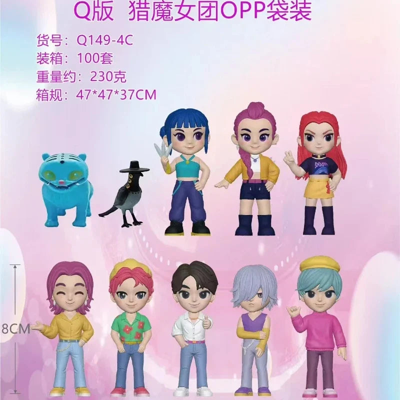 10pcs/Set Q-Chibi K-Pop: Demon Hunters Movie Merchandise Toy Desk Ornament Action Figure Anime Model Statue Girl Surprise Gifts