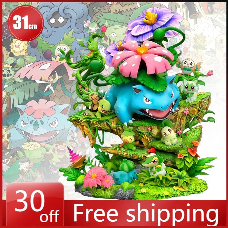 31cm Pokemon Action Figure Forest Wonderful Frog Flower Gk Pokemon Large Hand Model Animation Ornaments Holiday Children Gift
