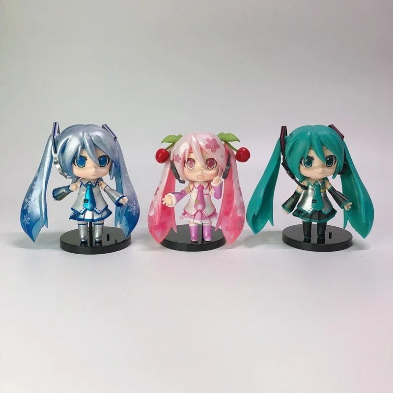 Anime Hatsune Miku Action Figures Set Mini Q Version Character PVC Model Table Decorations Ornaments Collectible Toys Gifts