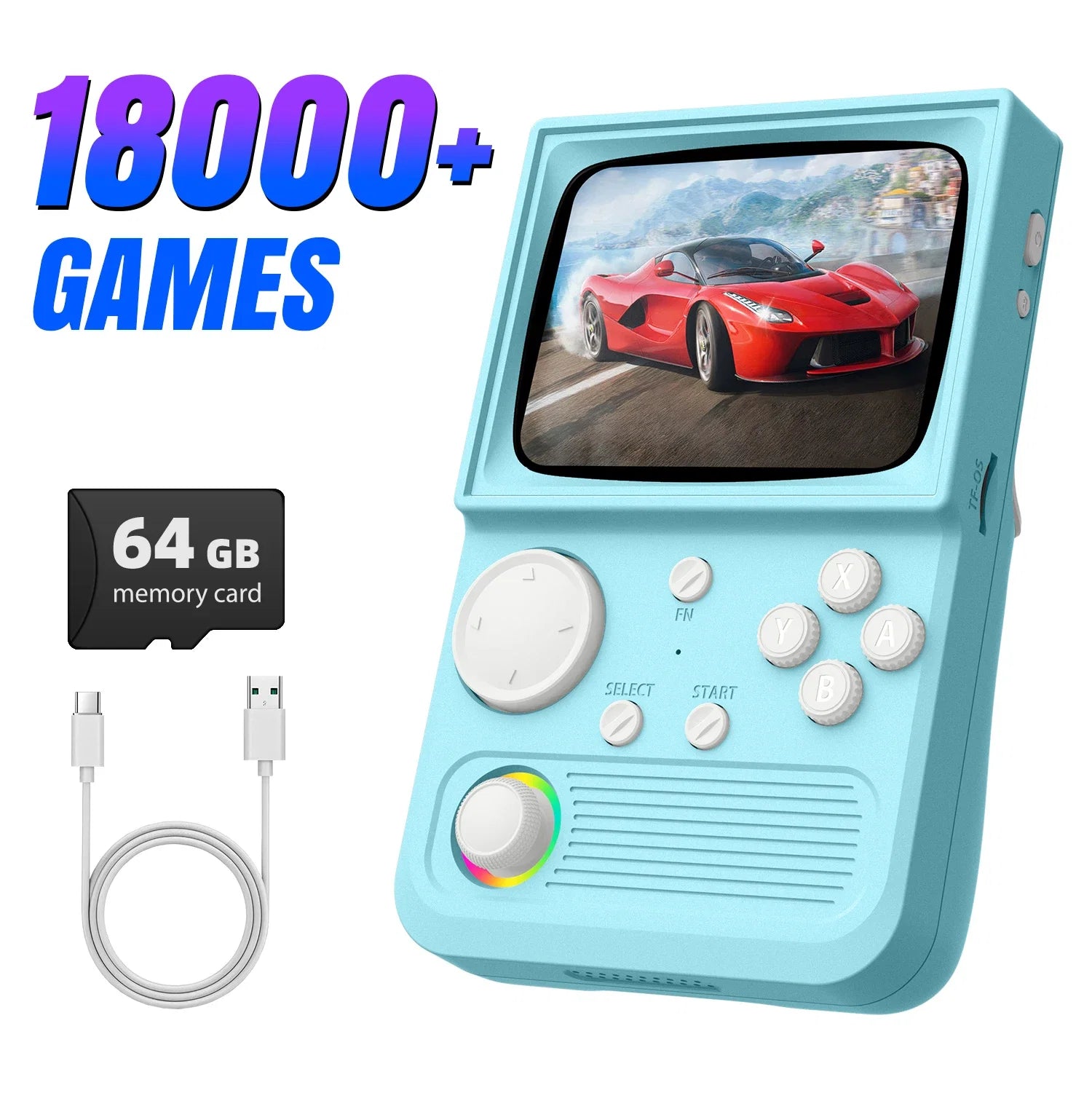 R36T Retro Handheld Game Console EmuELEC System 3.5 Inch IPS Screen Portable Pocket Video Player RK3326 Chip 64/128G 18000+Games