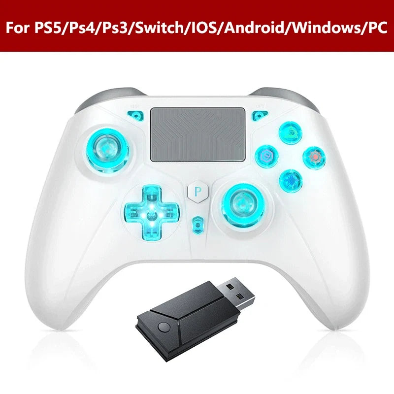 Controller For PS5 Console Steam/PC Wireless Gamepad Game Control Handle Rocker 6-Axis Gyro 3 Level Vibration W/ Turbo Touchpad