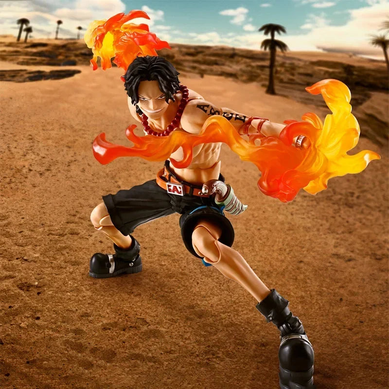 Bandai SHF S.H.Figuarts  PORTGAS.D.ACE FIRE FIST Figure Finished Model Anime Action Toy Gifts for kids  SOLDIER SET
