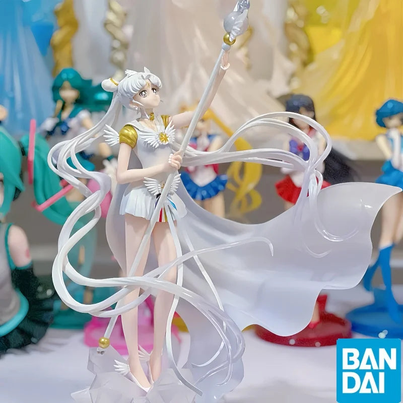 Original Bandai Anime Sailor Moon Action Figures Cosmos Darkness Calls To Light Figuartszero Chouette Collection Toys Ornament