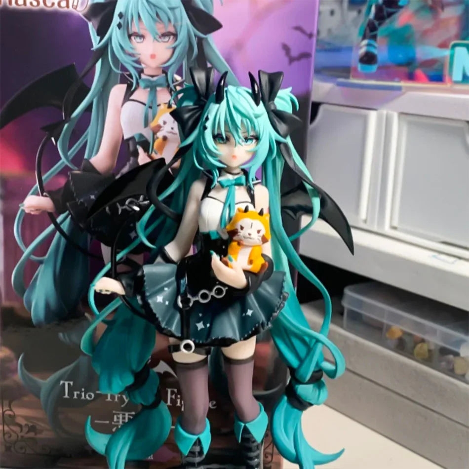 Anime Hatsune Miku 19CM Little devil raccoon Kawaii Action Figure PVC Doll Model Toys Desktop Decoration Holiday Gifts In Stock