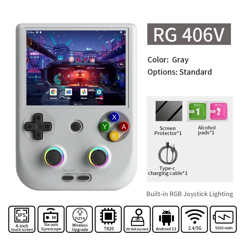 ANBERNIC RG406V Retro Handheld Games Console 4" IPS Multi-touch WIFI Android Video Gaming Player Supports 1080p Output Streaming