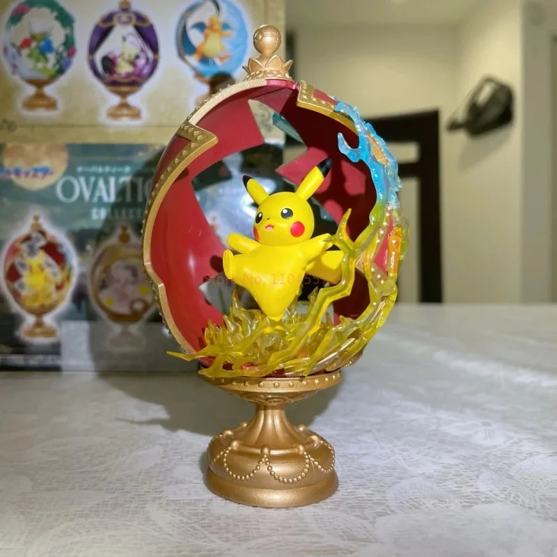 Re-Ment Pokemon Figures Ovaltique Collection Pikachu Gardevoir Dragonite Roserade Mimikyu Mew Pvc Model Gift Toy