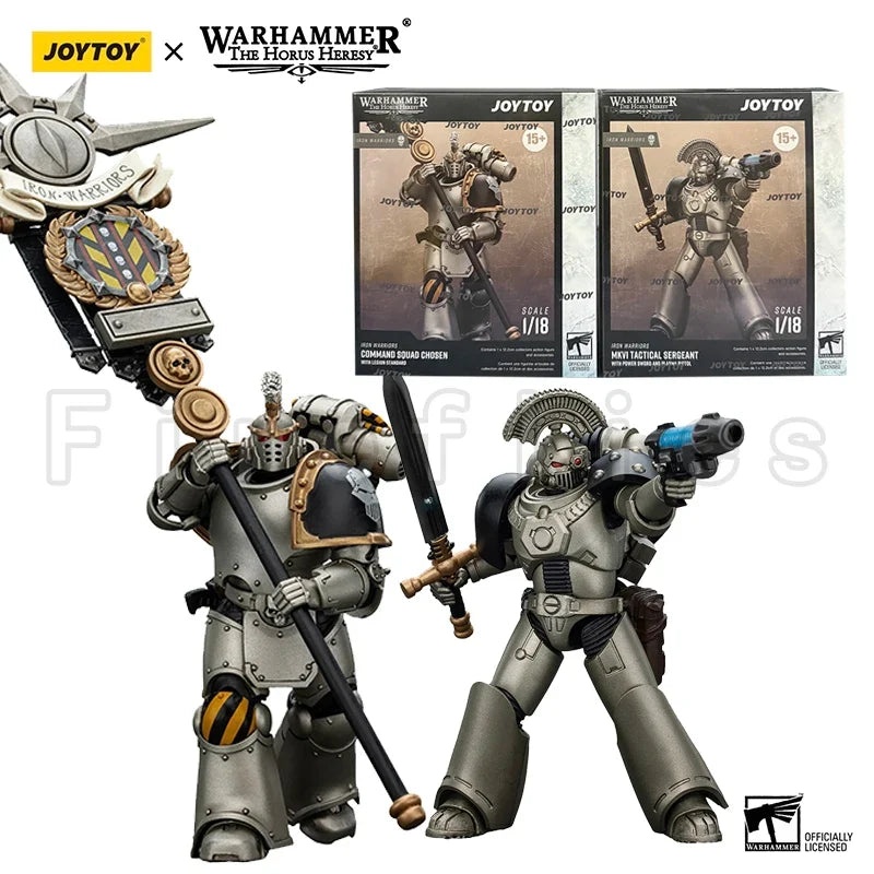 1/18 JOYTOY Action Figure Horus Iron Warriors MKVI Tactical Sergeant and Command Squad Chosen with Legion Standard