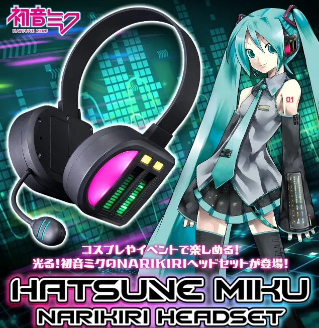 Hot Original Bandai Pb Limited Hatsune Miku Headphone Toy Anime Peripheral Cosplay Props Sound And Light Toys Children  Gifts