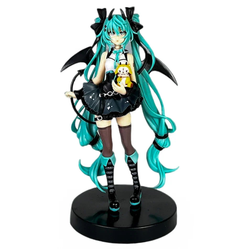 19CM Anime Little Devil Hatsune Miku Handmade Little Raccoon Chuyin Dark Angel PVC Peripheral Model Animation Ornaments Toy Gift