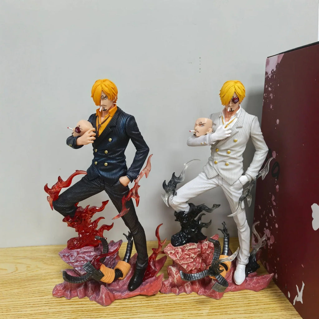 One Piece Sanji Dual Wings Anime Figure with 2 Heads GK Statue Model Toy 25cm