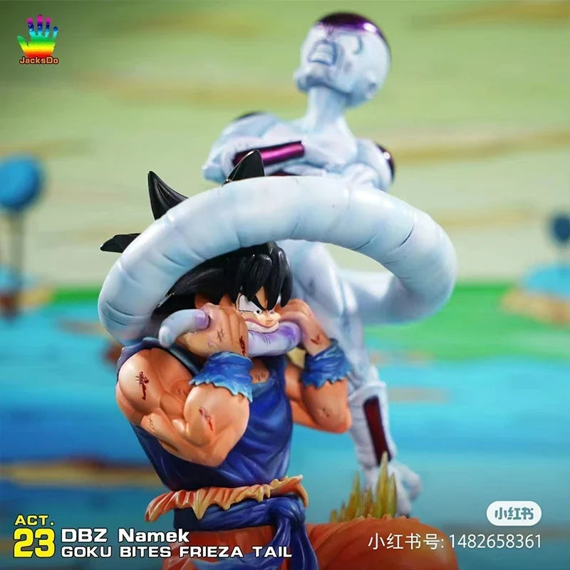Bandai Dragon Ball Son Goku 10.62in PVC Animation Figure Showdown with Frieza Super Saiyan Statue Toy Gift