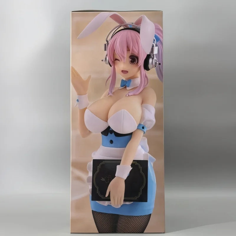 Original Genuine FuRyu BiCute Bunnies 28cm Super Sonico Blue Bunny Girl Anime Figure Toys