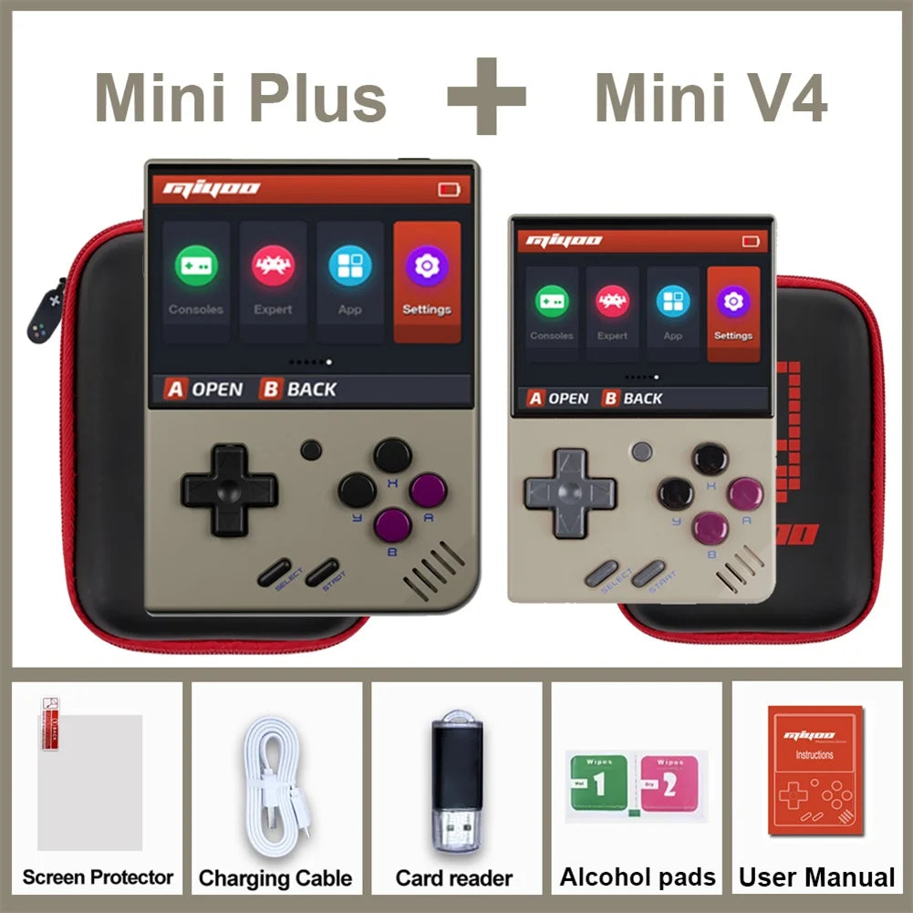 MIYOO Mini Plus + V4 Combination Portable Retro Handheld Game Console 3.5/2.8''IPS Screen Classic Video Game Console Gaming Gift