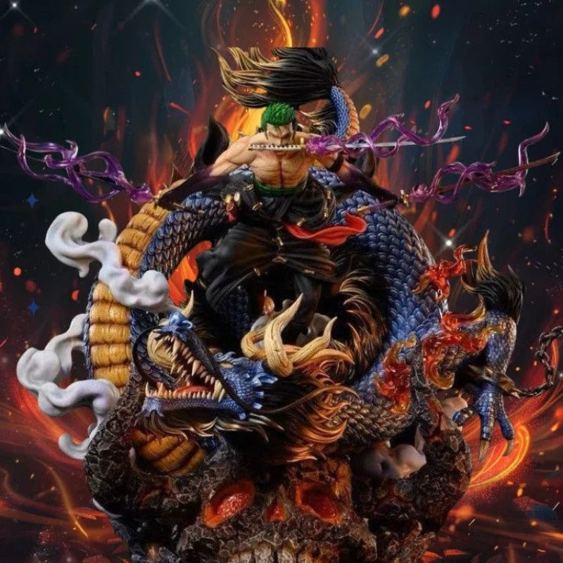 Anime Figure One Piece Roronoa Zoro VS Kaidou Battle GK Action Figures Statue Model Kids Toys Doll Gifts Desktop Ornaments