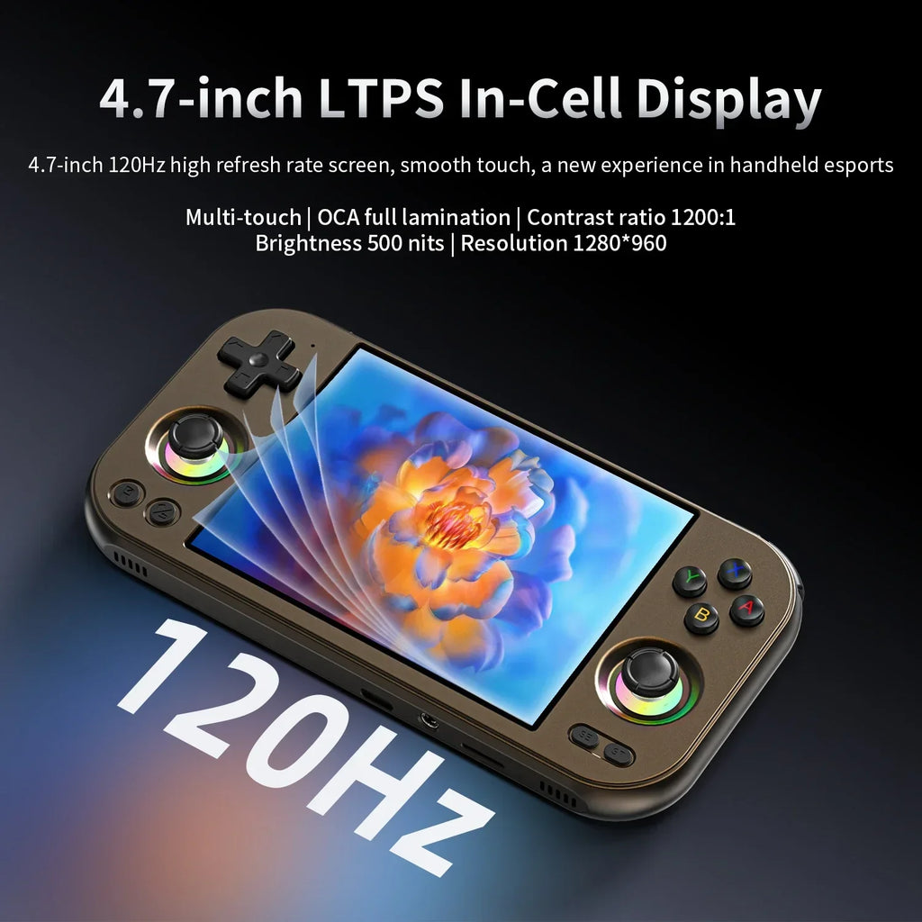 ANBERNIC RG 477M Portable Video Game Console 4.7 Inch LTPS In-Cell Touch Screen Aluminum RG477M Android 14 Al Assistant PS2 PSP