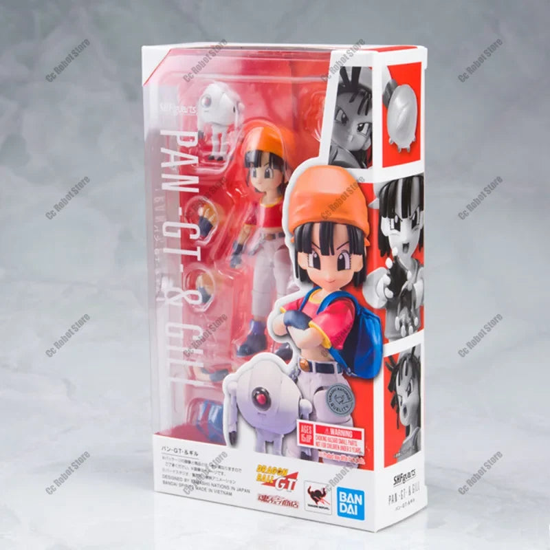 Bandai Genuine SHF Dragon Ball Pan -GT- &GILL Anime Action Figure Joints Movable Collectible Model Toys Ornaments Gift Children