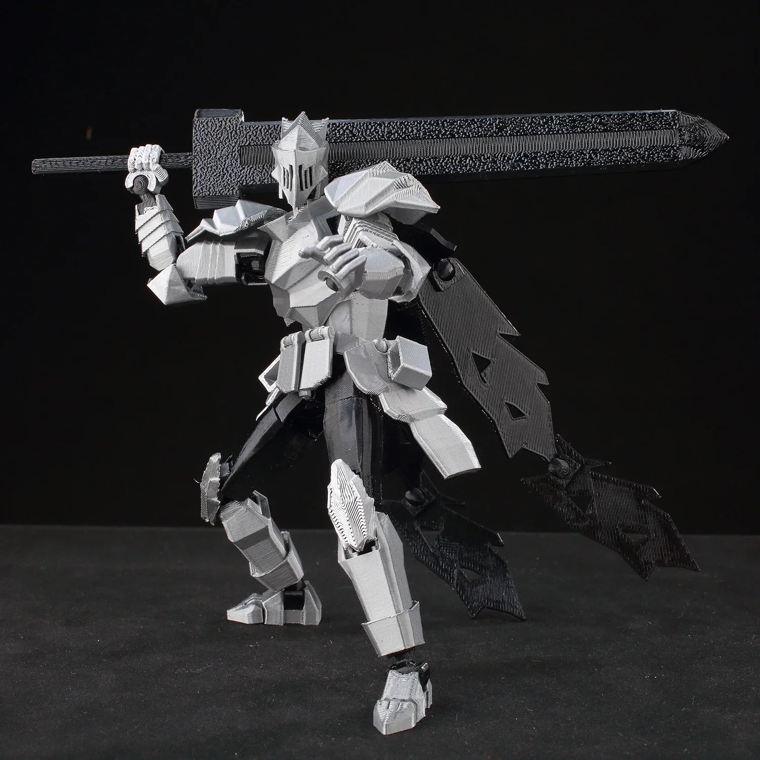 9L3D Lucky13 Silver Knight Robot Action Figure Dummy13 with Giant Sword T13 Multi-Jointed 3D Printed Collectible Toy Titan13