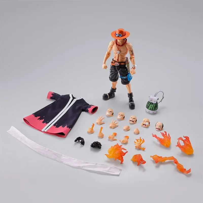 Bandai SHF S.H.Figuarts  PORTGAS.D.ACE FIRE FIST Figure Finished Model Anime Action Toy Gifts for kids  SOLDIER SET