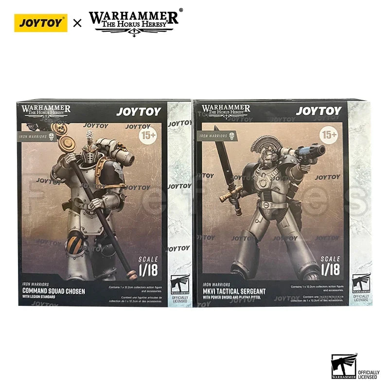 1/18 JOYTOY Action Figure Horus Iron Warriors MKVI Tactical Sergeant and Command Squad Chosen with Legion Standard
