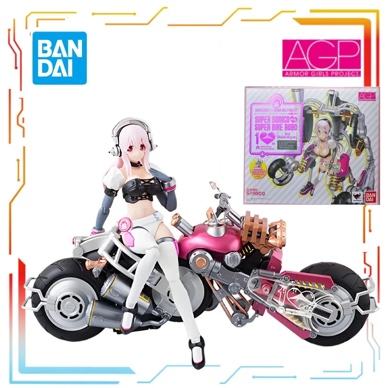 BANDAI Original AGP Mobile Doll Series Super Sonico Anime Action Figure Assembly Model Toys Collectible Model Ornaments Gif
