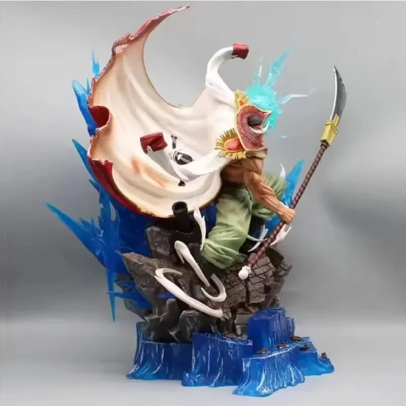 38cm Anime Figure One Piece Whitebeard Pirates Famous Naval Battle Scene Can Emit Light Peripheral Pvc Model Desktop Gifts Toys