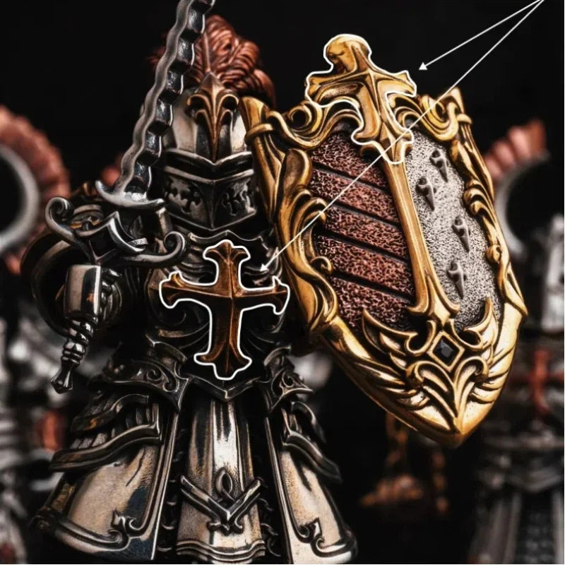 Detachable Metal Paladin Crusader Knight Figurine Chinese Style Desktop Ornament Collectible Action Figure Model Toy Gift