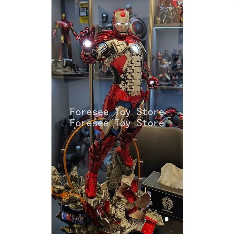 New 66cm Iron Man MK5 Figure The Avengers Surroundings Figure Light-up Collection Desktop Ornament Decorations Gift for Children