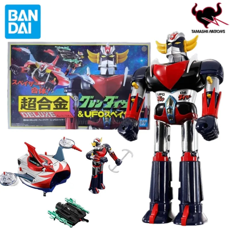 In Stock 100%Original Bandai CHOGOKIN GRENDIZER & SPAZER UFO SET 1975 Replica Anime Character Toy Model Ornaments Collection