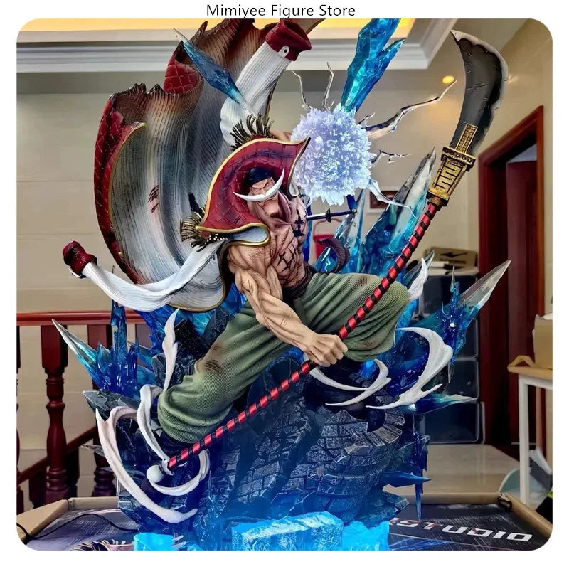 38cm One Piece Whitebeard Attacking Pose Anime Figure Model Statue Desktop Decoration