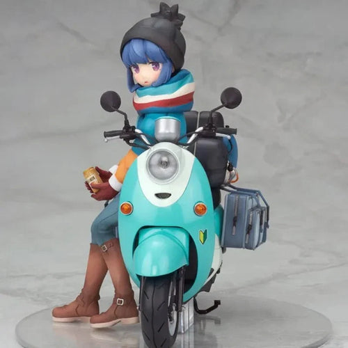 100% Original:Anime Yuru Camp Shima Rin motorcycle 15cm PVC Action Figure Anime Figure Model Toys Figure Collection Doll Gift