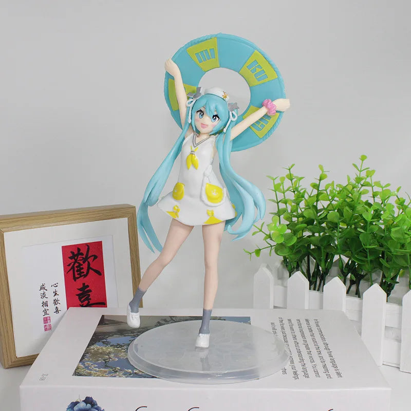 New 20cm Fashion Hatsune Miku Anime Figure Cheerleader Hatsune Miku Action Figures Kawaii Girl Figurine PVC Collection Model Toy