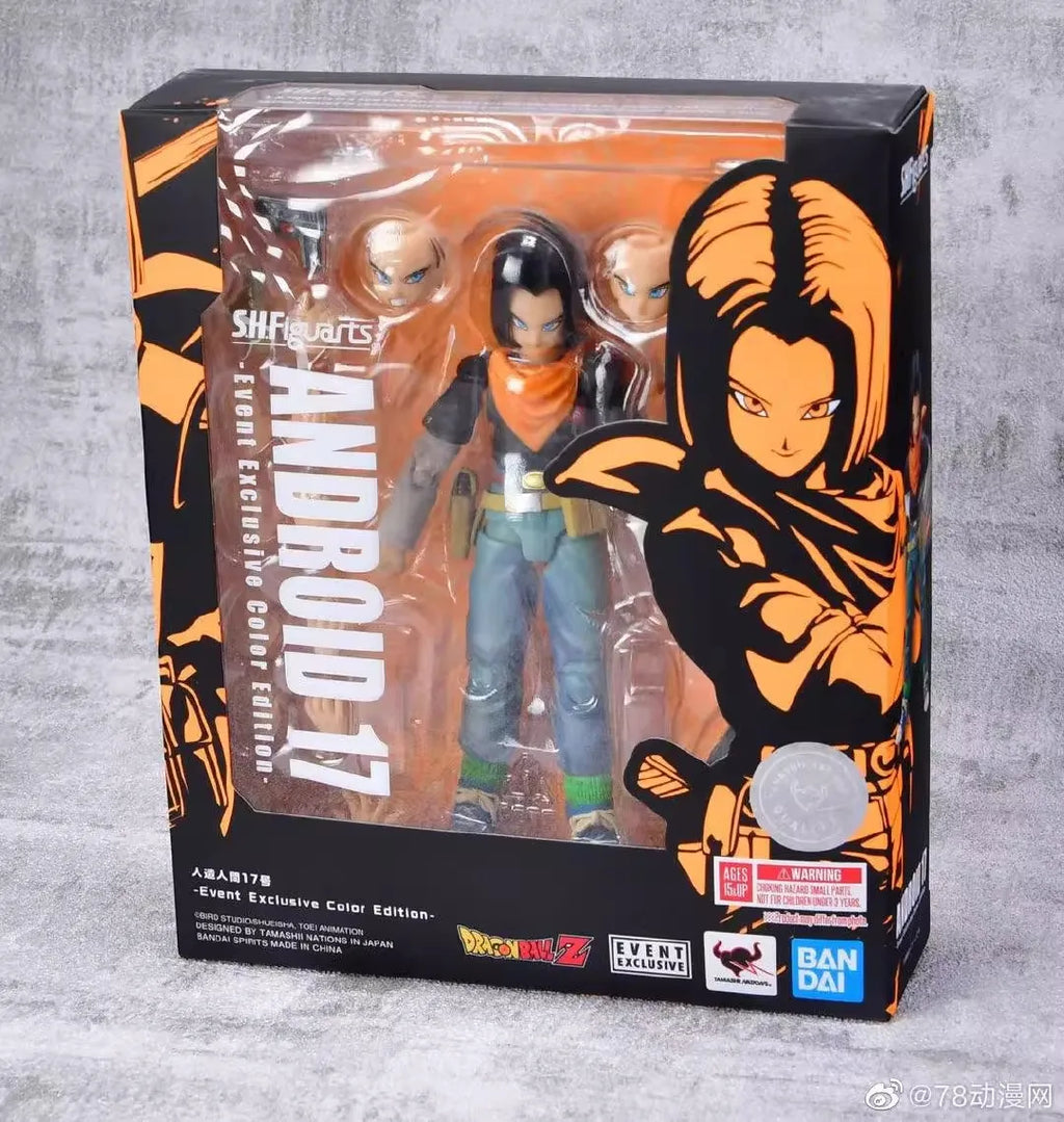 15cm SHF Original Dragon Ball Anime Figure Android 17 Peripheral Joints Can Move Model Desktop Decoration Ornaments Gifts Toys