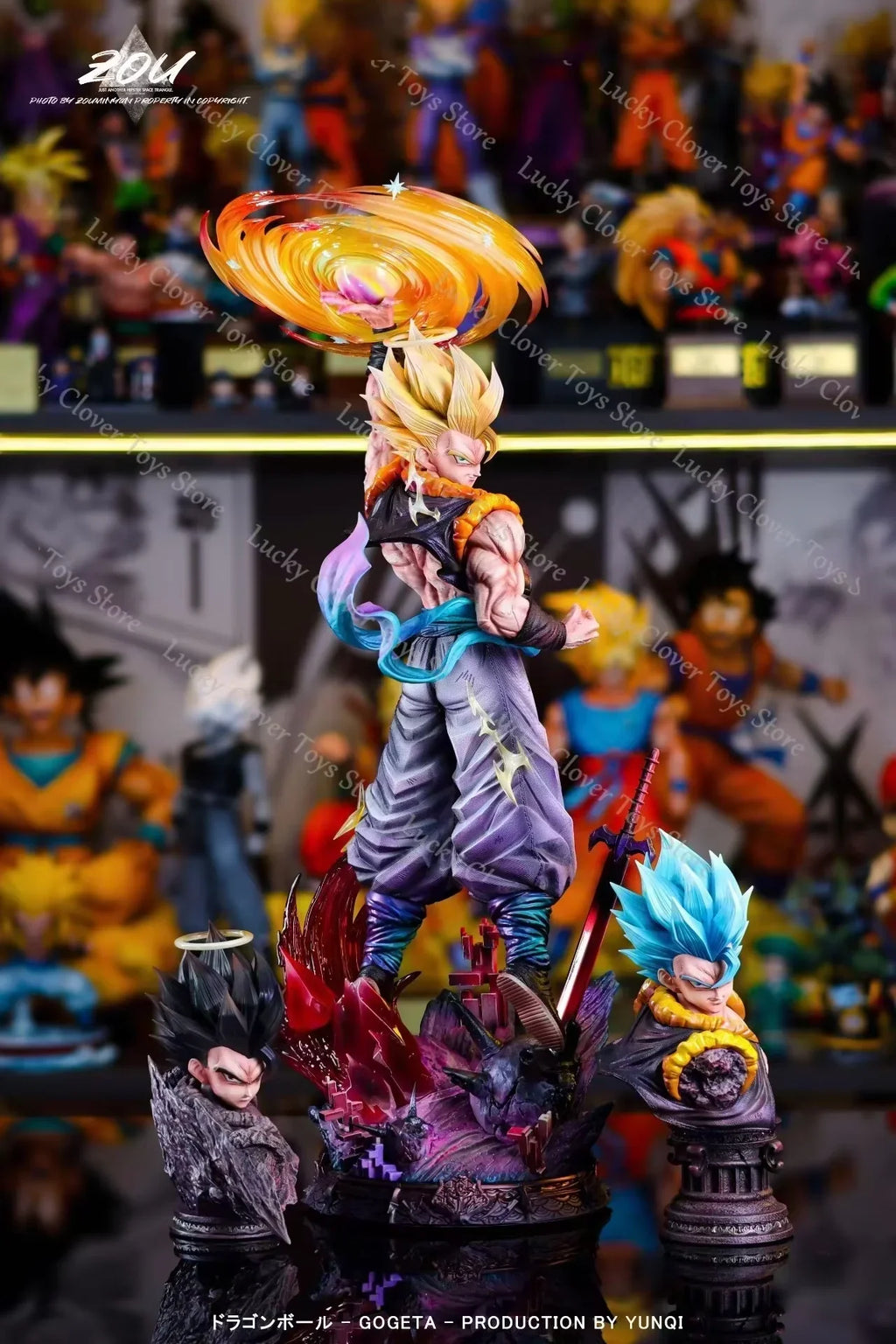 JT Studio 45cm Dragon Ball Z Gogeta Anime Figuren Wolken Rising Gogeta Figur PVC Statue Kollektionsmodell Zimmerdekor Geschenke Spielzeug