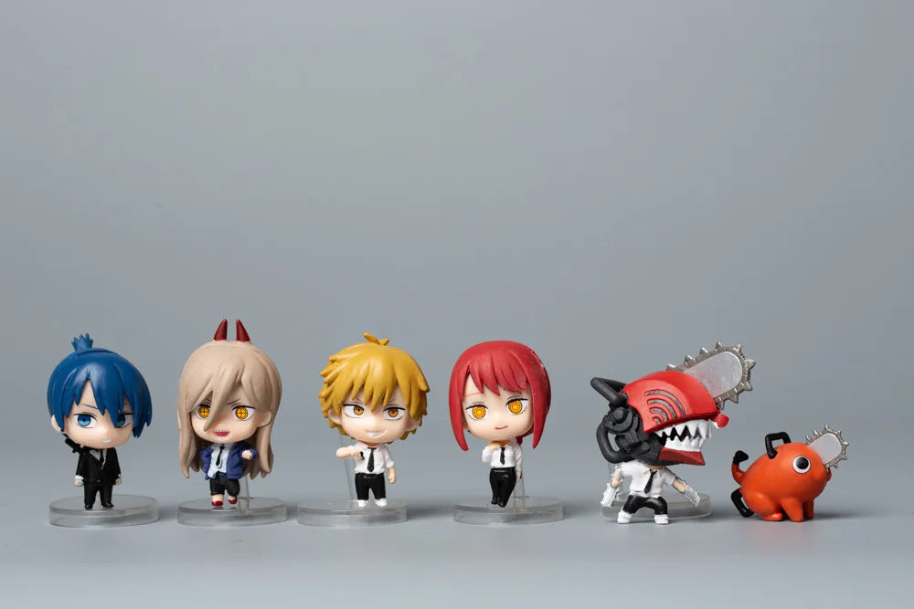 6PCS Denji Pochita Makima Hayakawa Aki Power Anime Figurine Action Figure Toys Doll Christmas Gift With Box