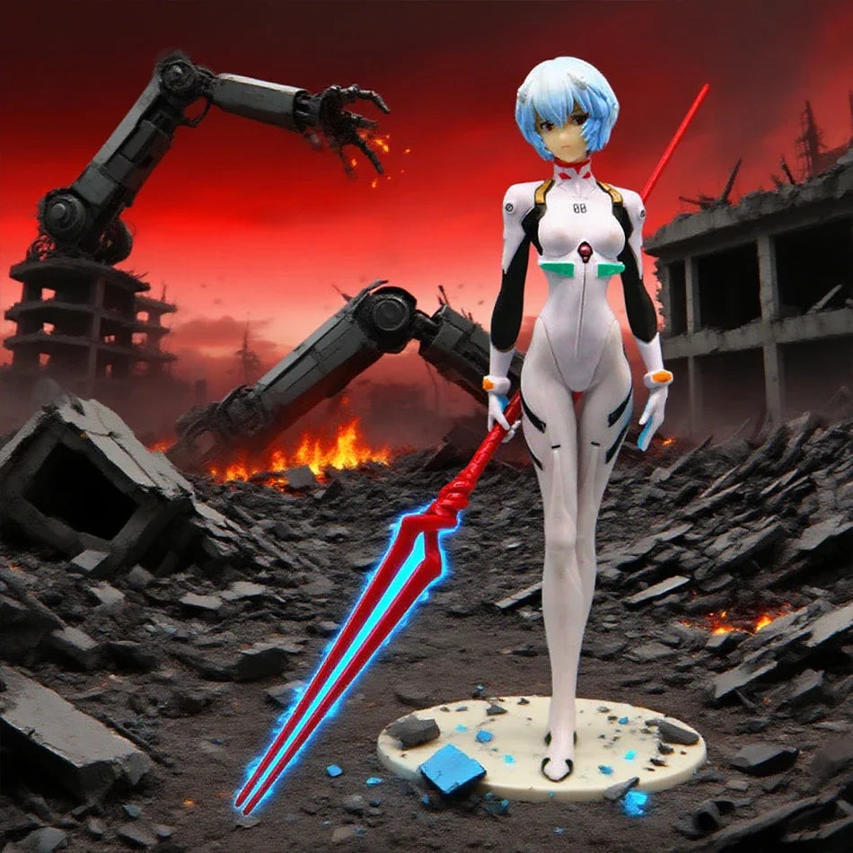 22cm NEON GENESIS EVANGELION Figures Ayanami Rei Action Figure Cake Decorations PVC Model Anime Asuka Makinami Collection Toys
