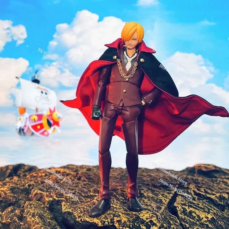 No Figure Shf 1/12 Anime One Piece Sanji Man Figure Black Red Mini Cloak Toys Accessory For 6" Action Figure Body Decoration