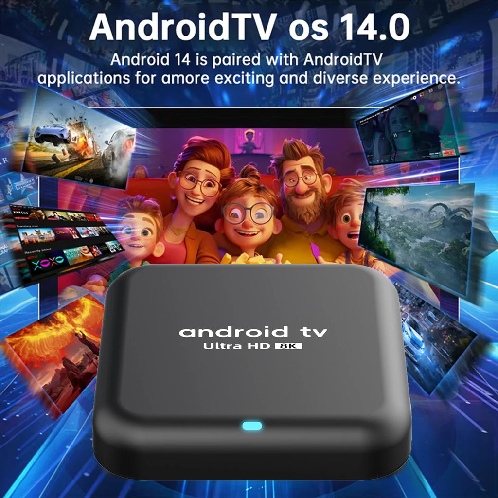 Q18 TV Box Android 14 RK3518 Wifi6 Media Player Google Assistant Dual Wifi 5G Netflix 8GB 128GB Media Player Fast Smart TV Box