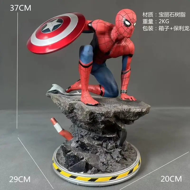 Marvel Spider-Man Figure 1/4 Scale Collectible Resin Statue - Spiderman Iron Man Mk6 Captain America Shield Action Figure Gift
