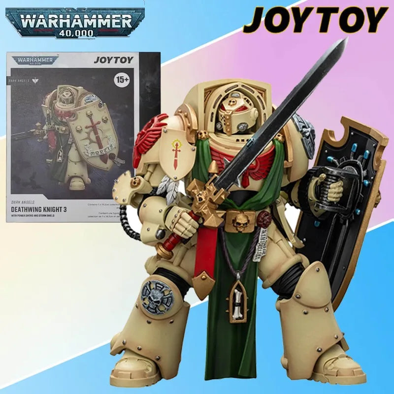 JOYTOY Genuine WARHAMMER 40,000 Series Deathwing Knight Equipped with Energy Sword and Storm Shield Movable Model As A Gift