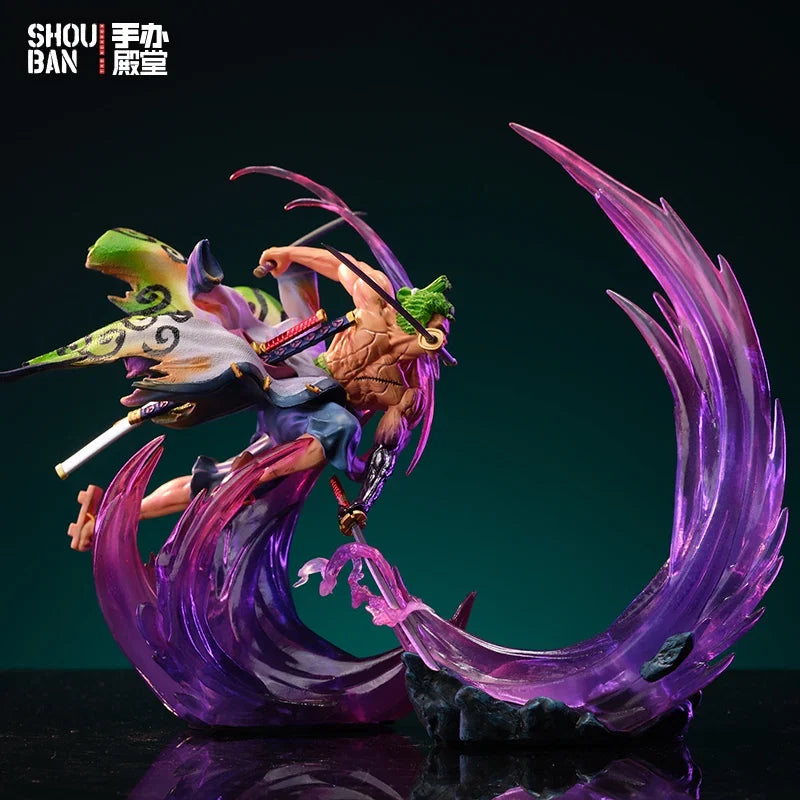 24CM One Piece Anime Figure GK Ghost Island Sakura Roronoa Zoro Glowing Pvc Action Figurine Collection Model Toys Children Gifts