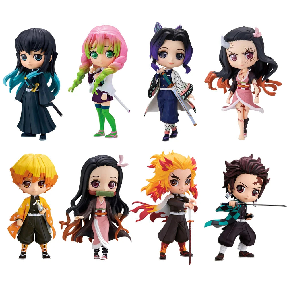 Kawaii Anime Demon Slayer Figur Nezuko Tanjirou Zenitsu Inosuke Kyoujurou GiyuuQposket PVC Modell Spielzeug Kinder Geschenk