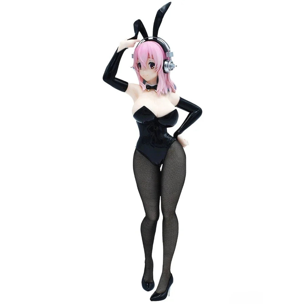In Stock FuRyu Original Genuine SoniComi Super Sonico BiCute Bunnies Figure Black 28cm Sexy Collections Model Toy Figures Gift