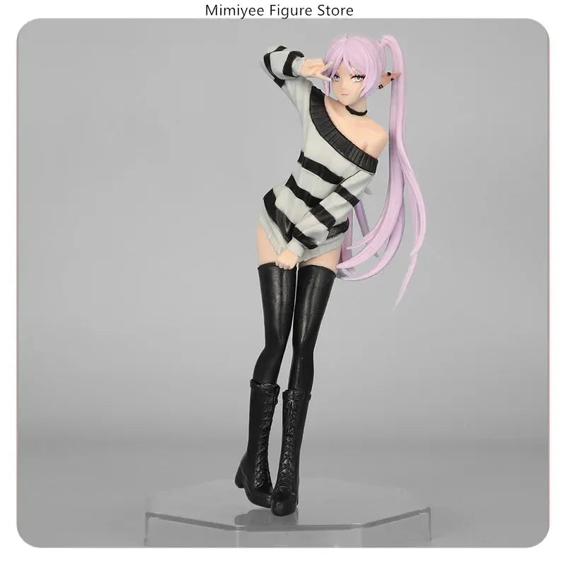 18.5cm Anime Figure - Frieren beyond Journey's End Striped Casual Wear Standing Victory Pose Model Statue Collectible Toy